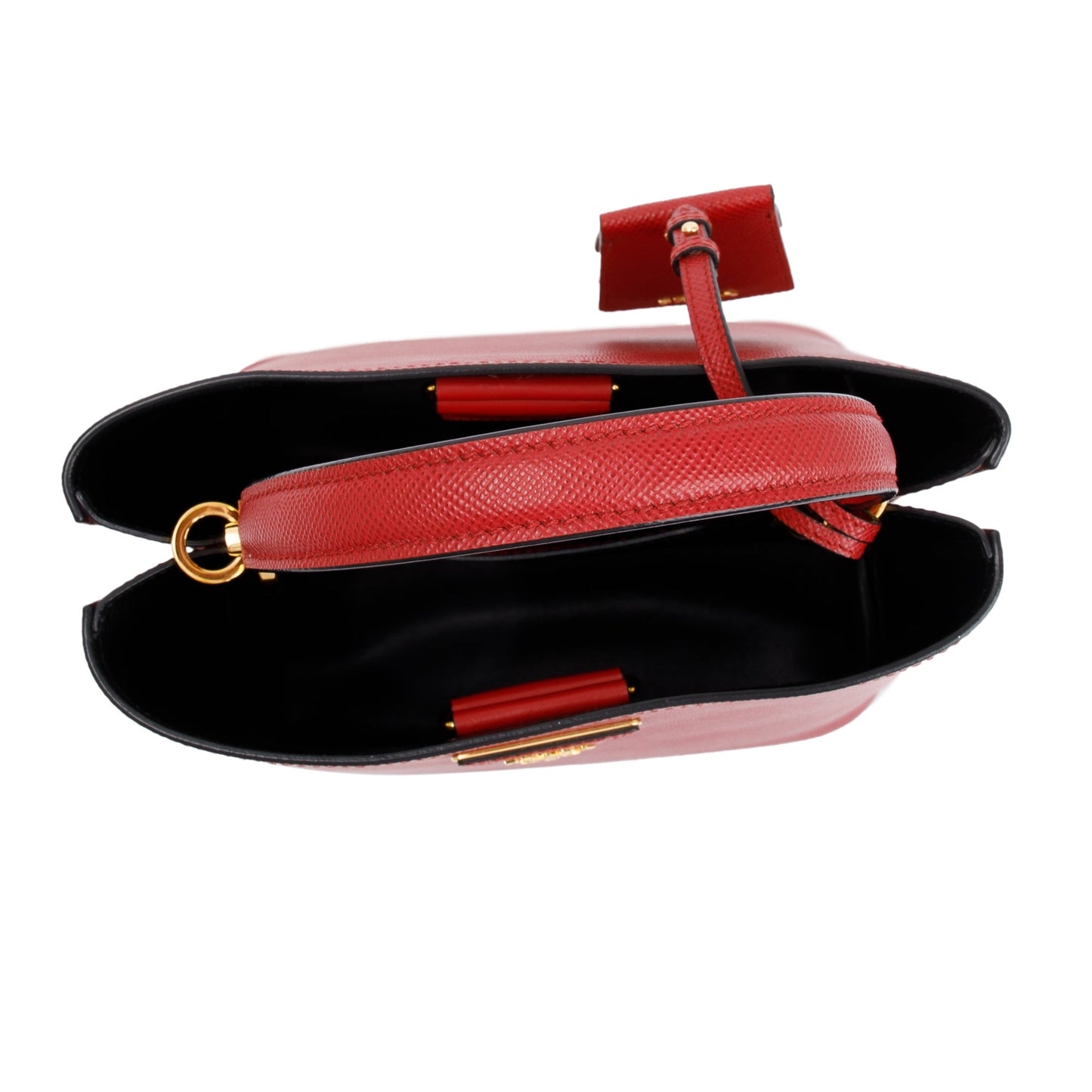 Prada Red Saffiano Cuir Medium Panier Bag