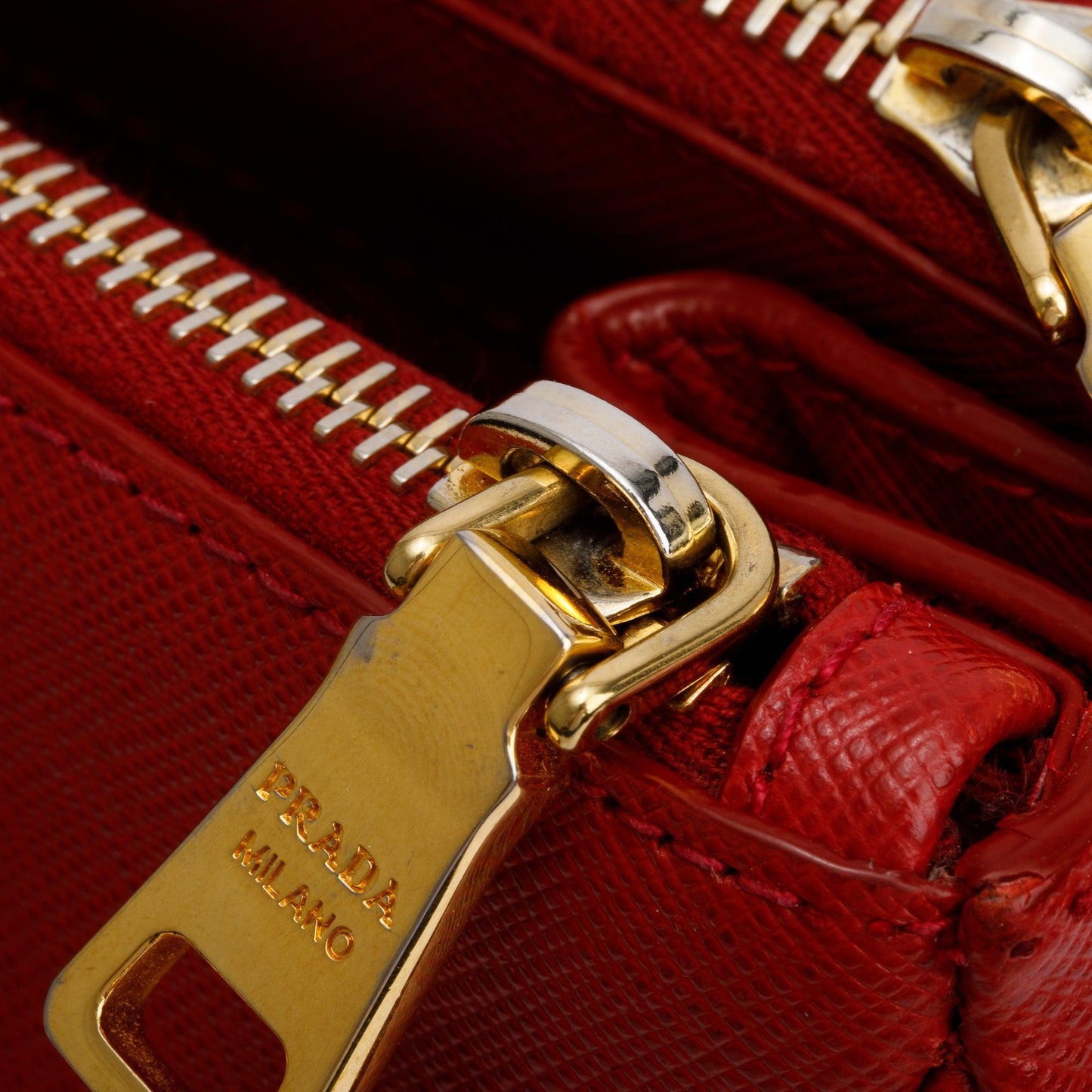 Prada Red Saffiano Lux Large Double Zip Galleria Tote