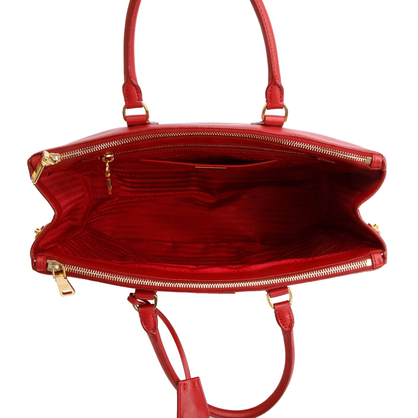 Prada Red Saffiano Lux Large Double Zip Galleria Tote