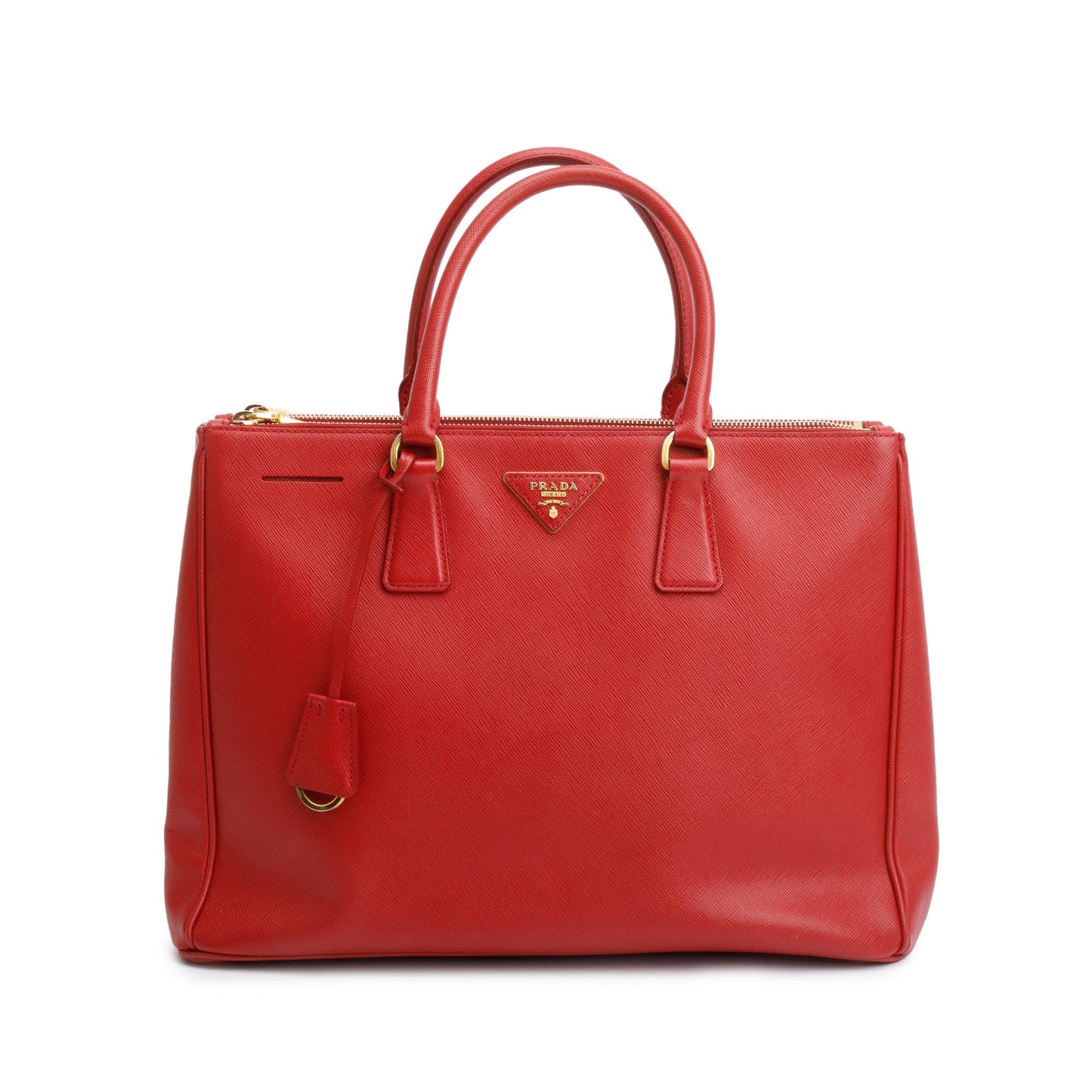 Prada Red Saffiano Lux Large Double Zip Galleria Tote