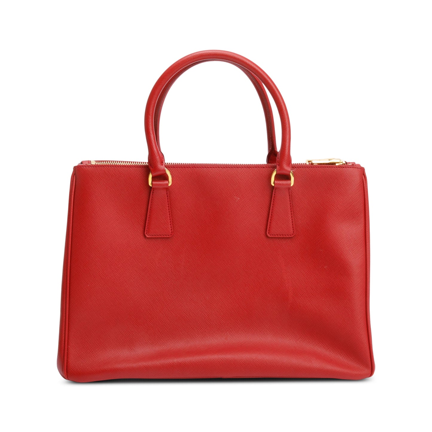 Prada Red Saffiano Lux Medium Double Zip Galleria Tote