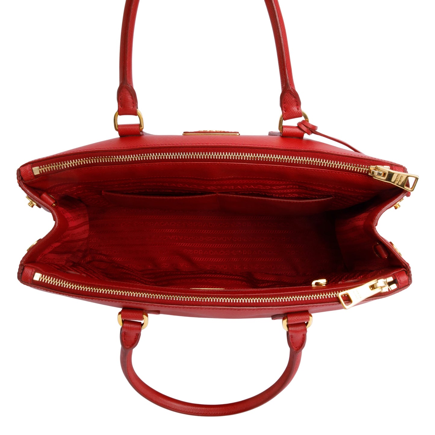 Prada Red Saffiano Lux Medium Double Zip Galleria Tote