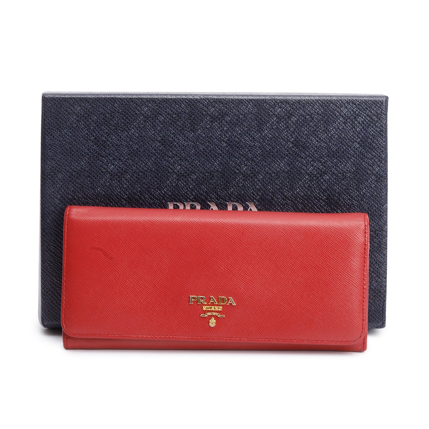 Prada Red Saffiano Metal Continental Wallet