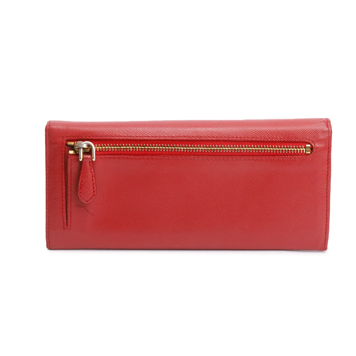 Prada Red Saffiano Metal Continental Wallet