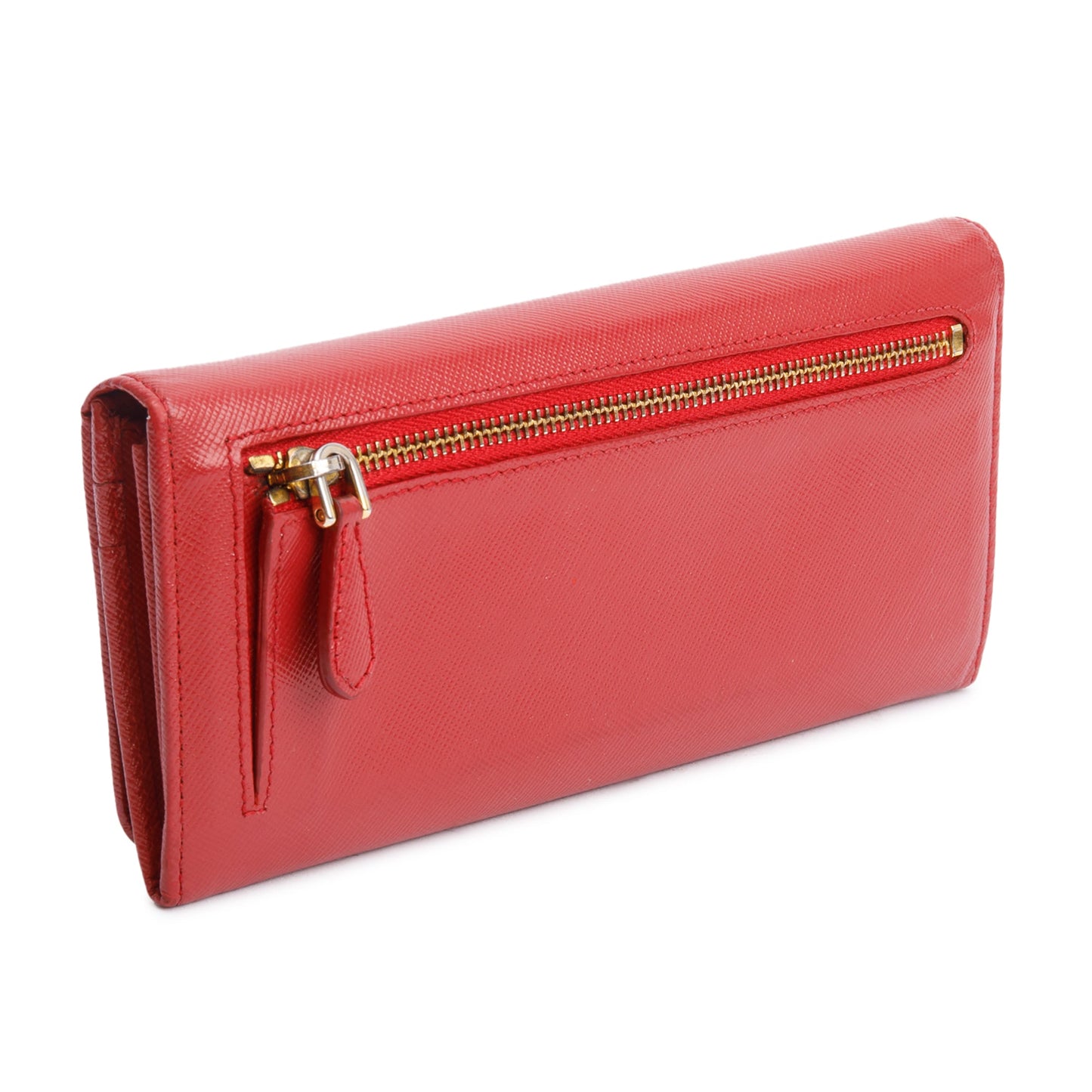 Prada Red Saffiano Metal Continental Wallet
