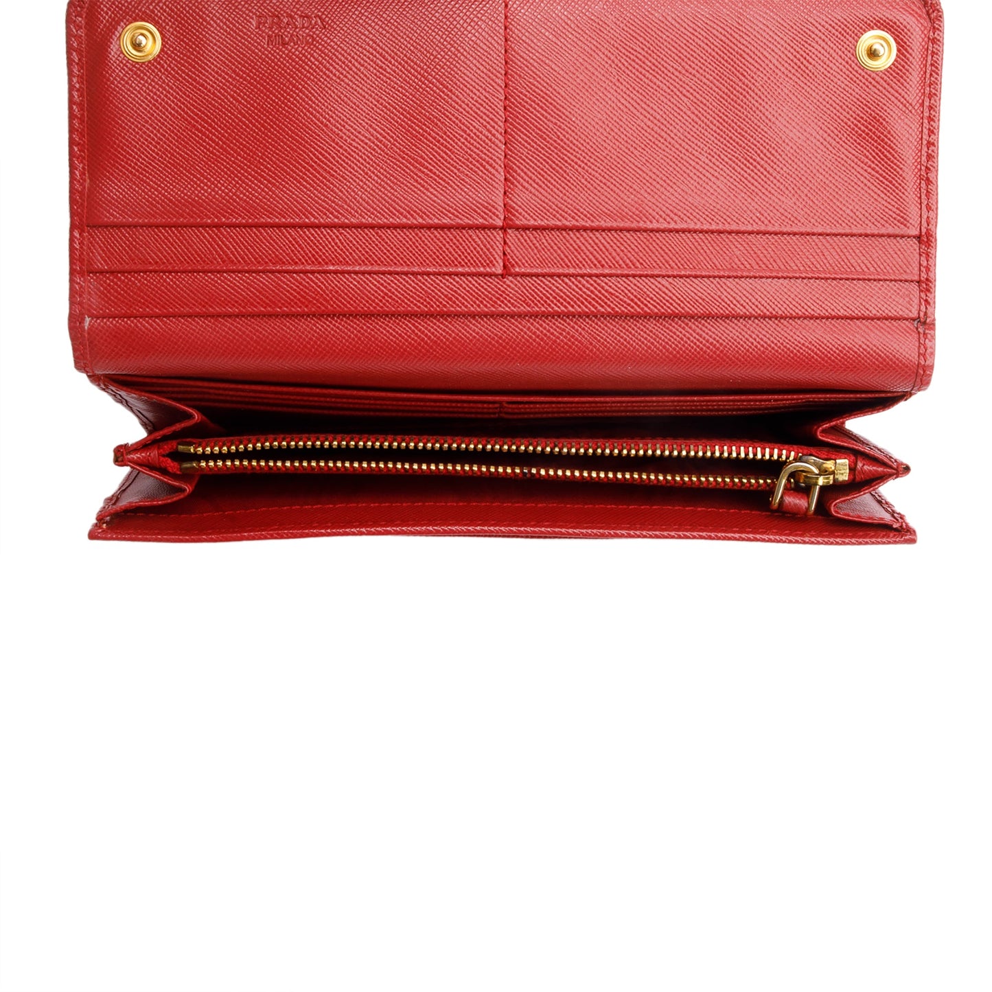 Prada Red Saffiano Metal Continental Wallet
