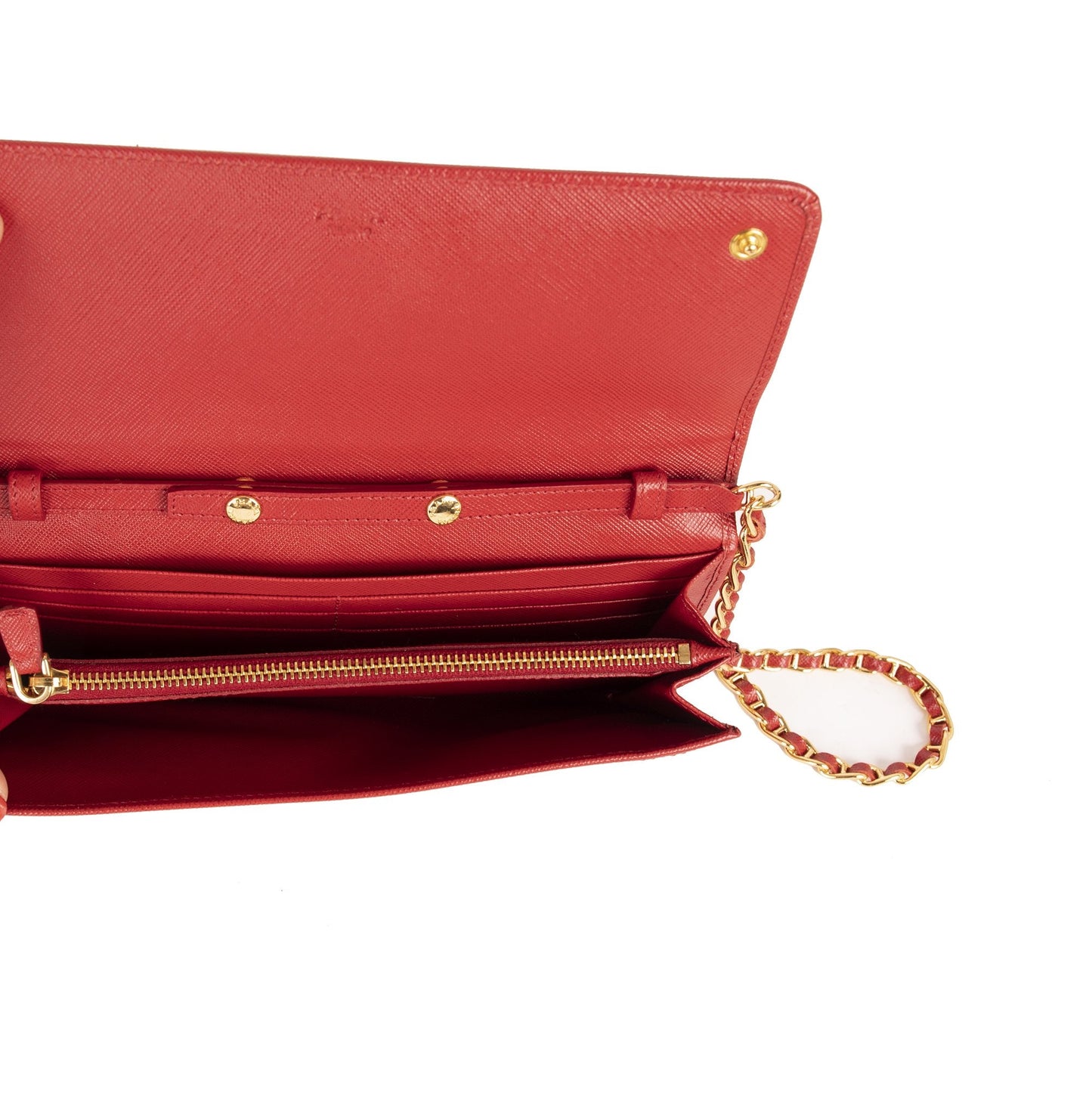 Prada Red Saffiano Wallet on Chain