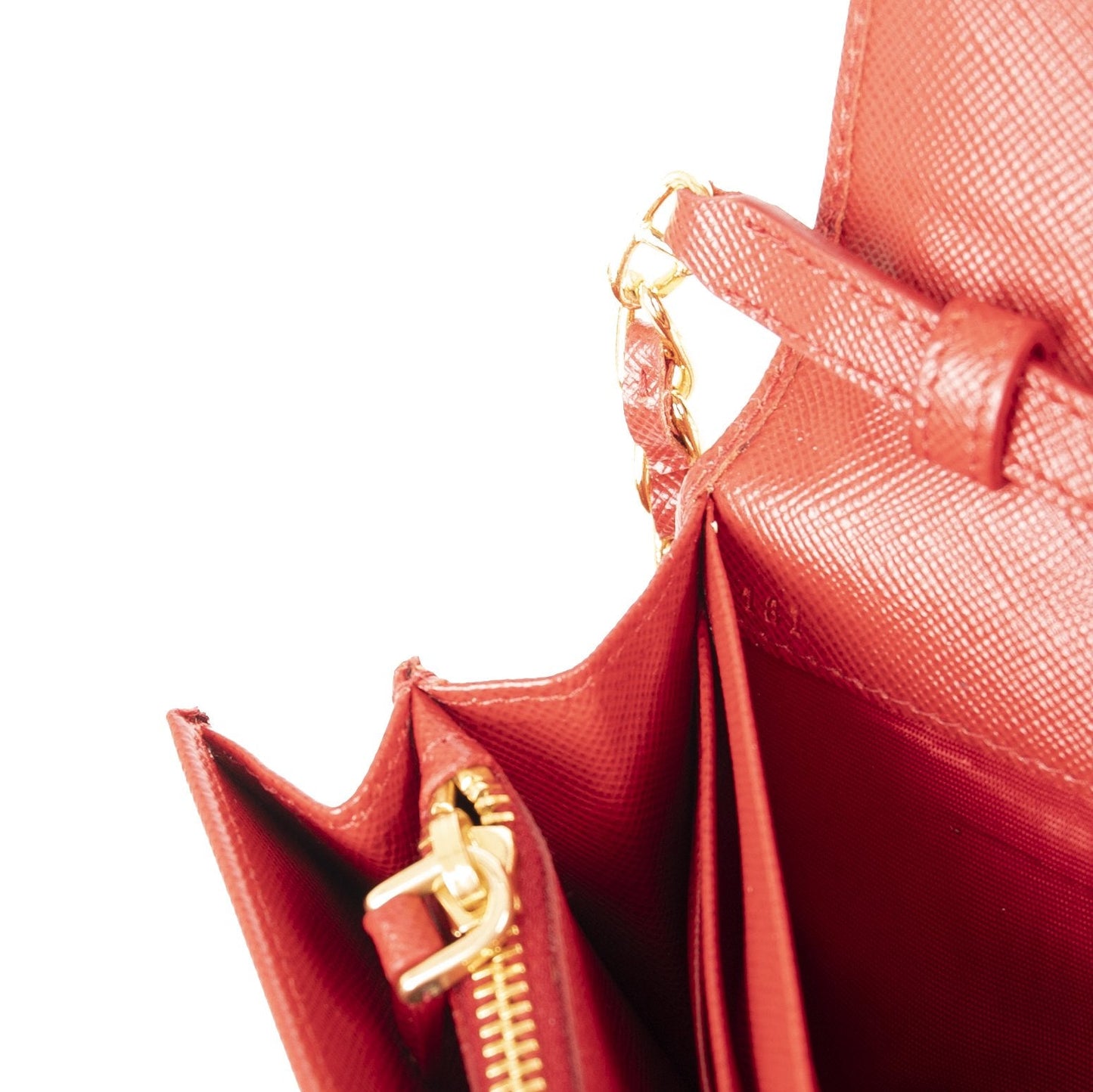 Prada Red Saffiano Wallet on Chain