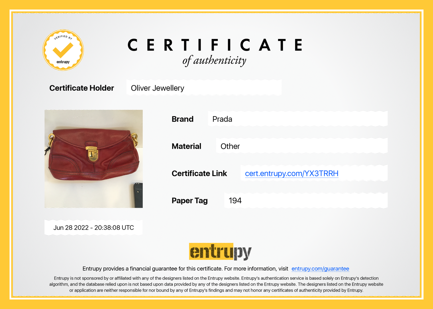 Prada Red Vitello Daino Chain Shoulder Bag