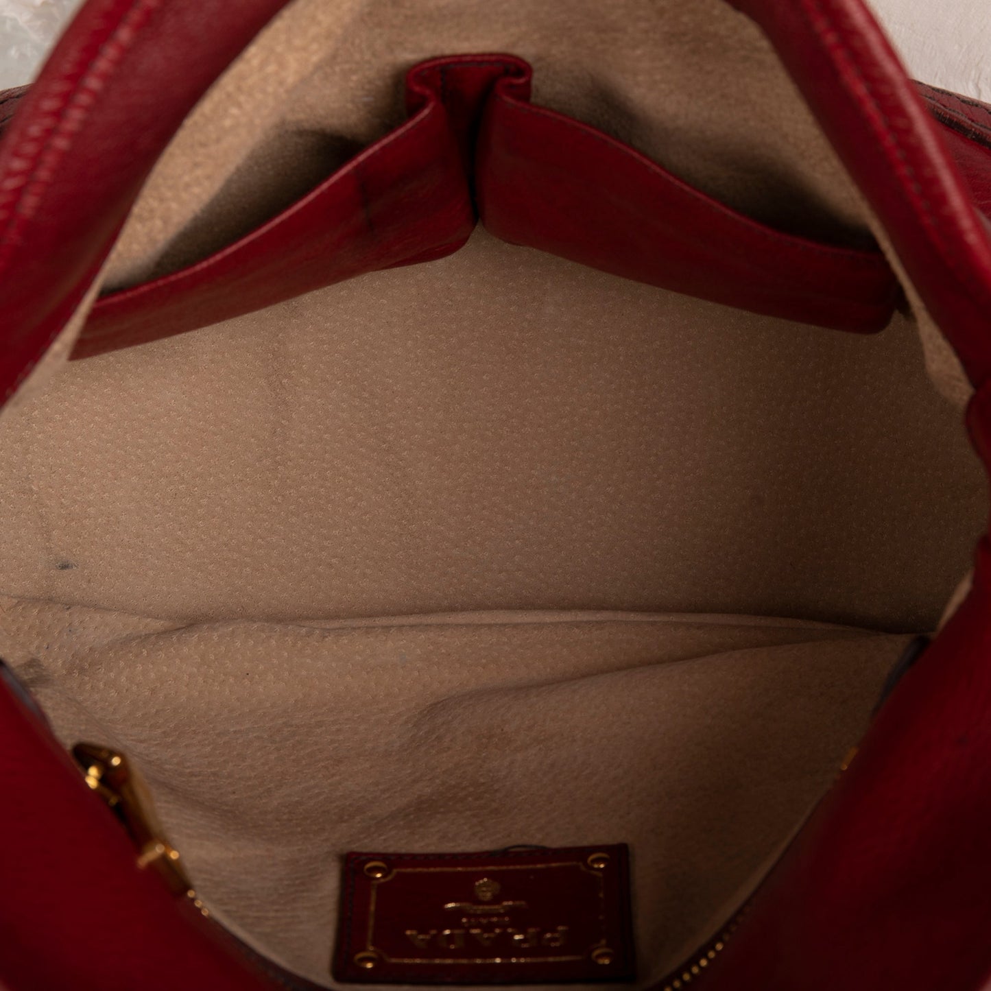 Prada Red Vitello Daino Chain Shoulder Bag