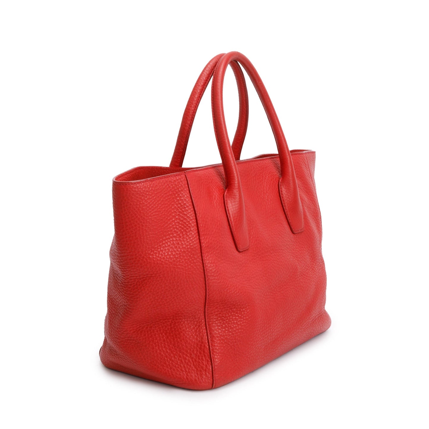 Prada Red Vitello Daino Leather Tote