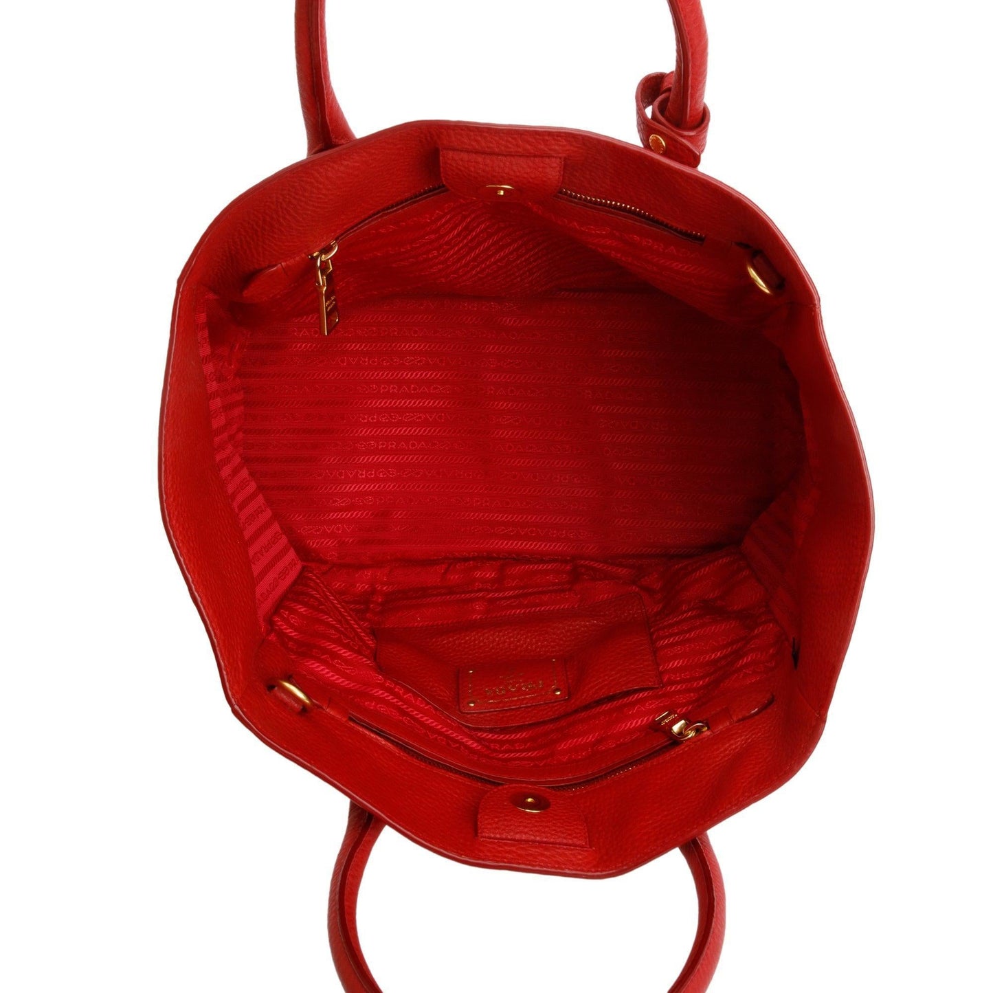 Prada Red Vitello Daino Leather Tote