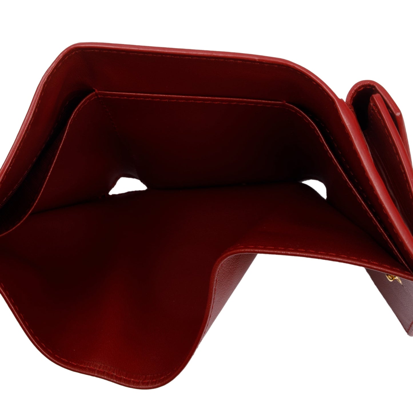 Prada Red Vitello Move Compact Tri-Fold Wallet