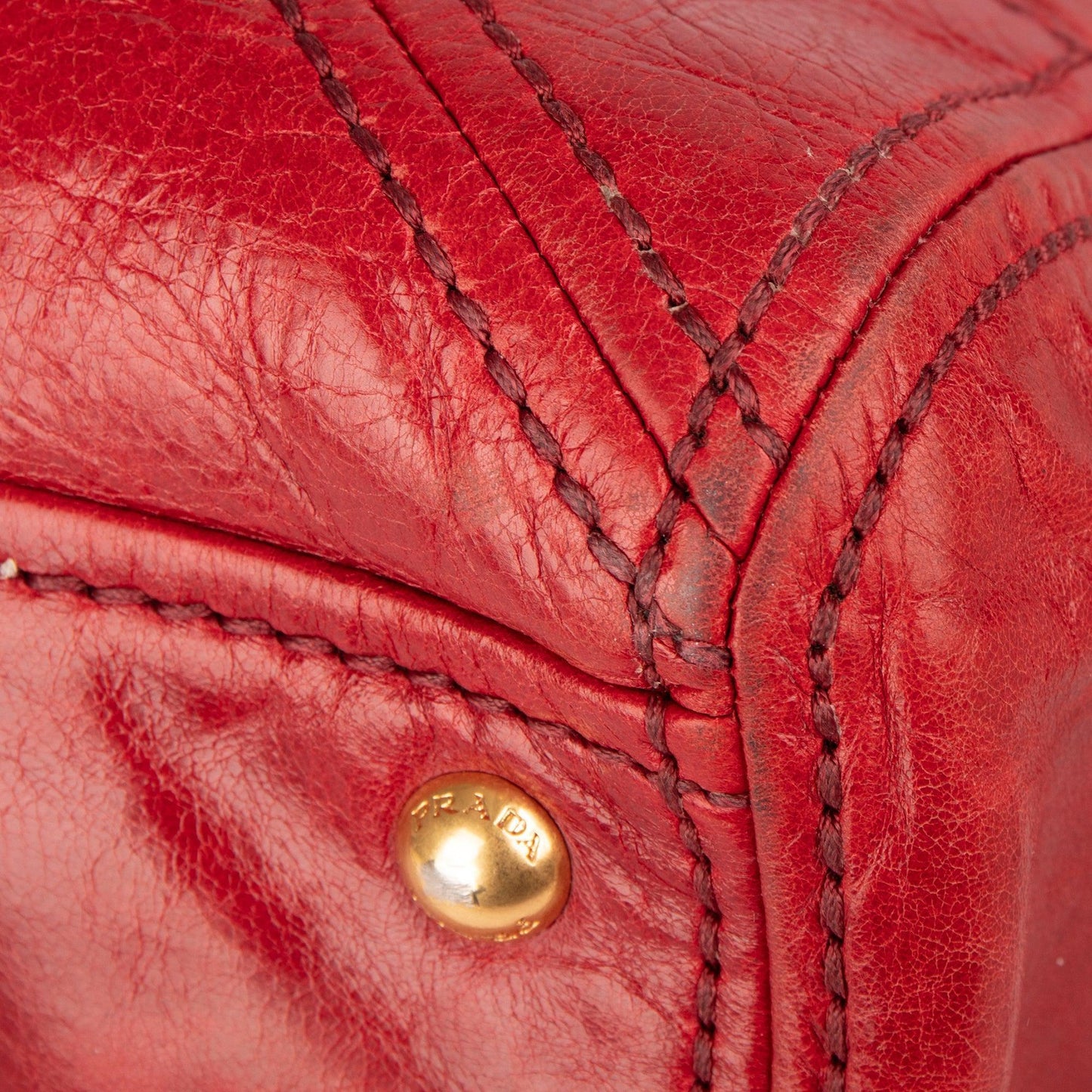 Prada Red Vitello Shine Tote