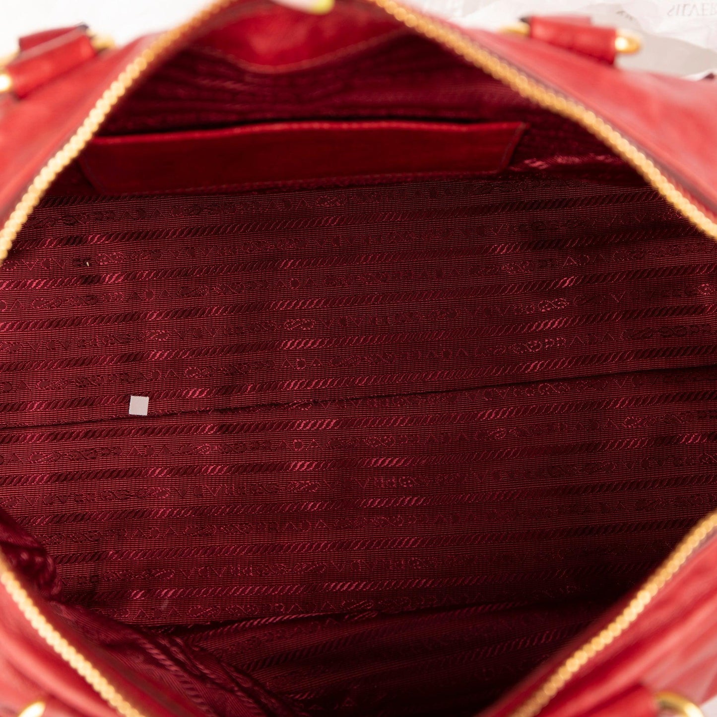 Prada Red Vitello Shine Tote