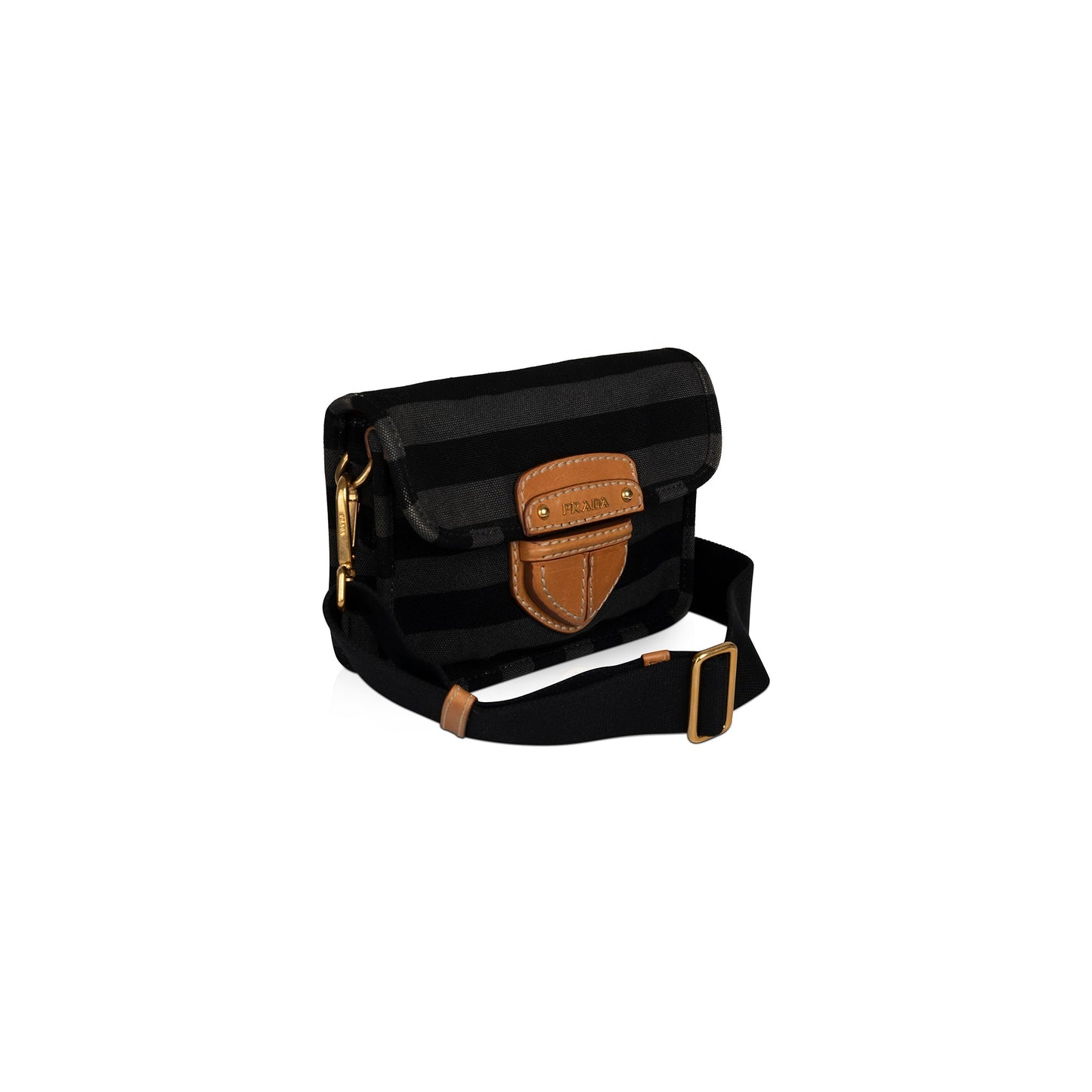 Prada Righe Striped Canapa Shoulder Bag