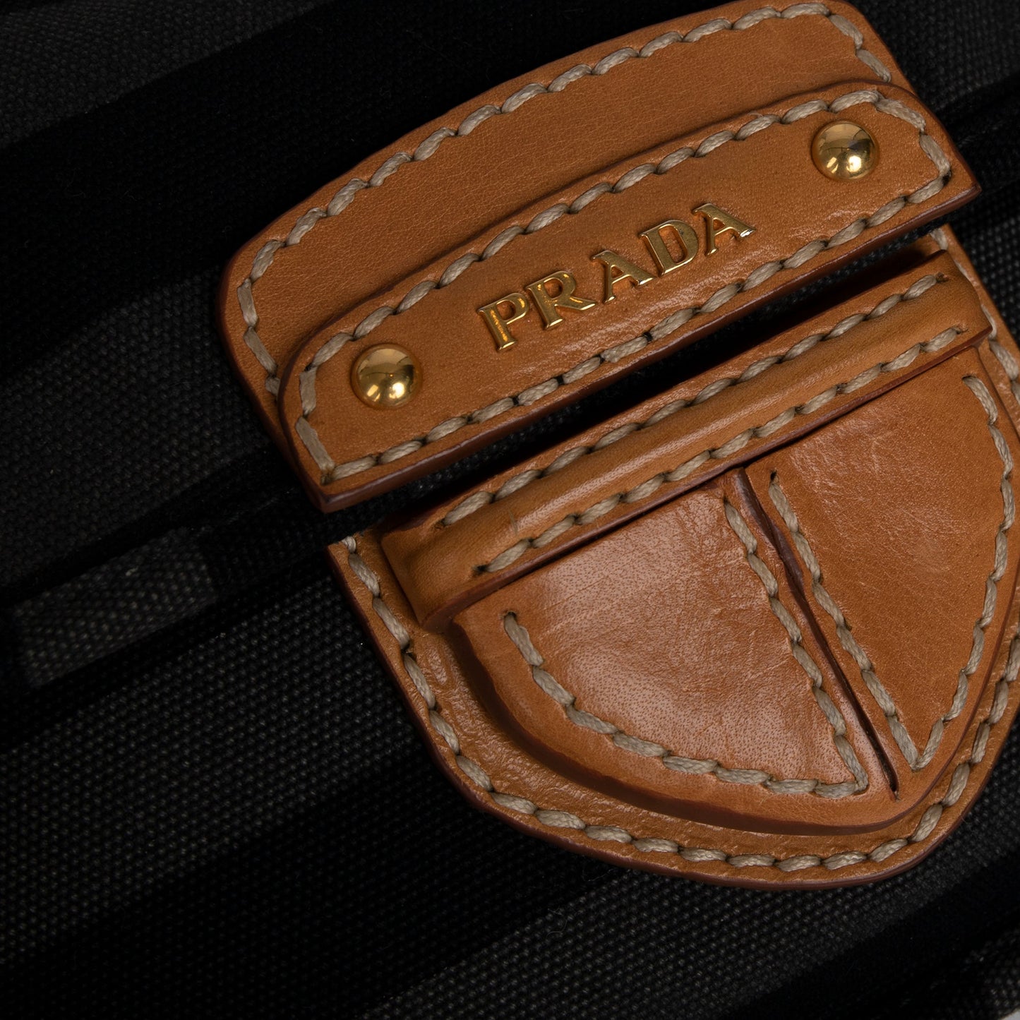 Prada Righe Striped Canapa Shoulder Bag