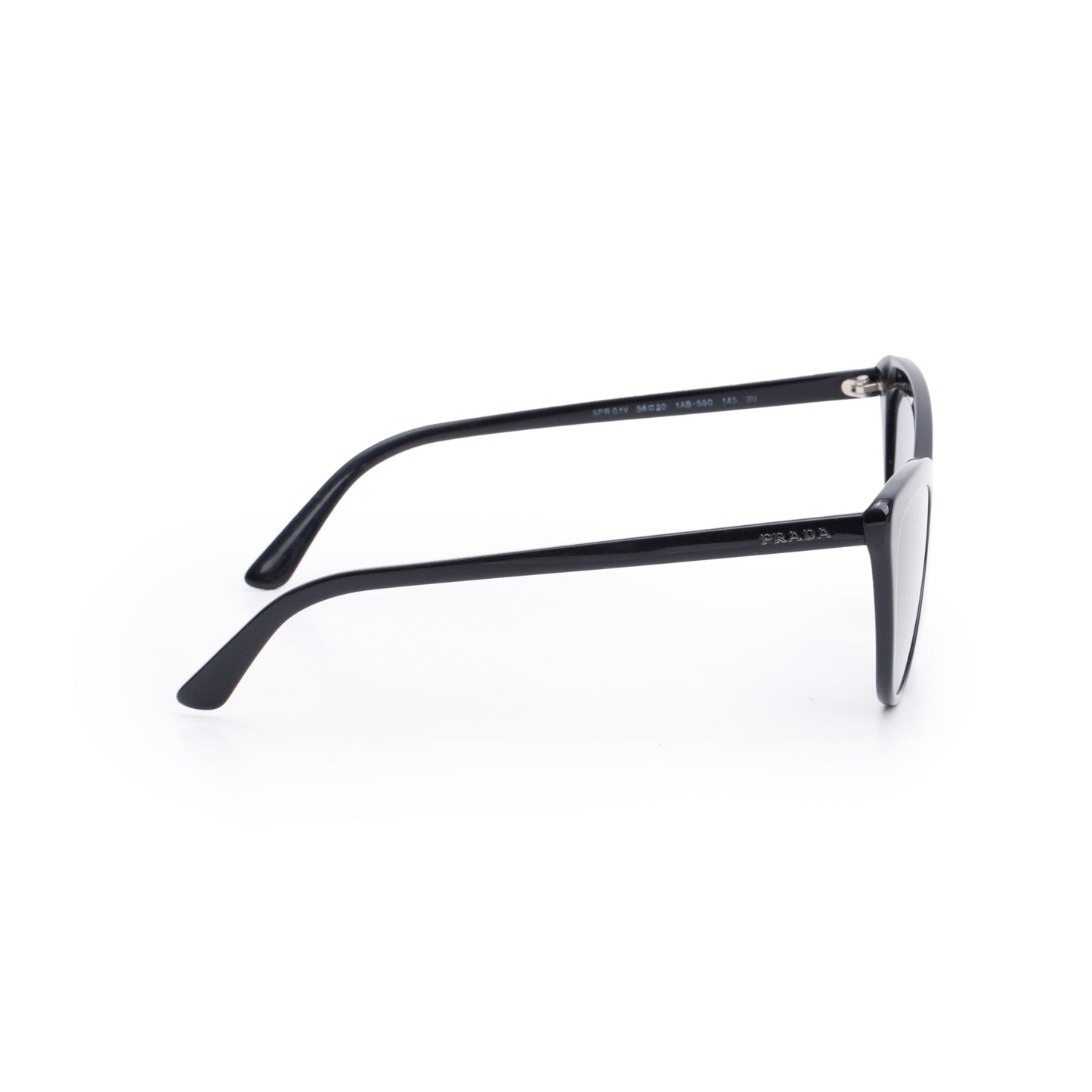 Prada SPR 01V Black Acetate Cat Eye Sunglasses