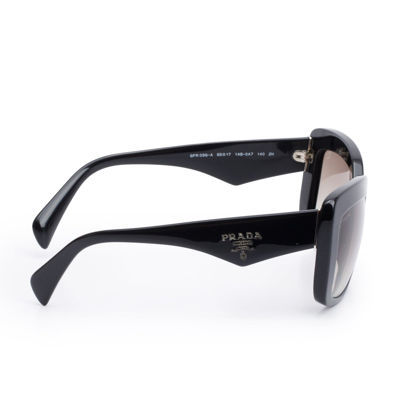 Prada SPR 03Q-A Black Acetate Cat-Eye Sunglasses