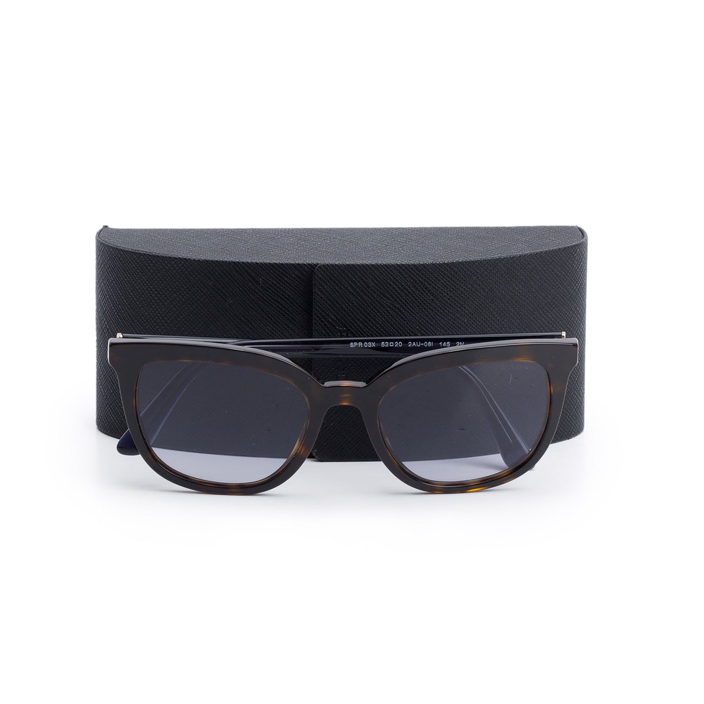 Prada SPR 03X Havana Acetate Pilot Cat Eye Sunglasses