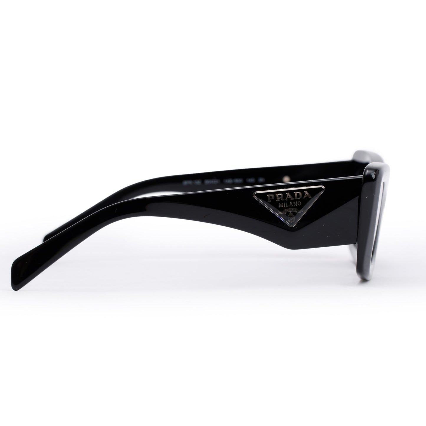 Prada SPR 13Z Black Acetate Symbole Rectangular Cat-Eye Sunglasses