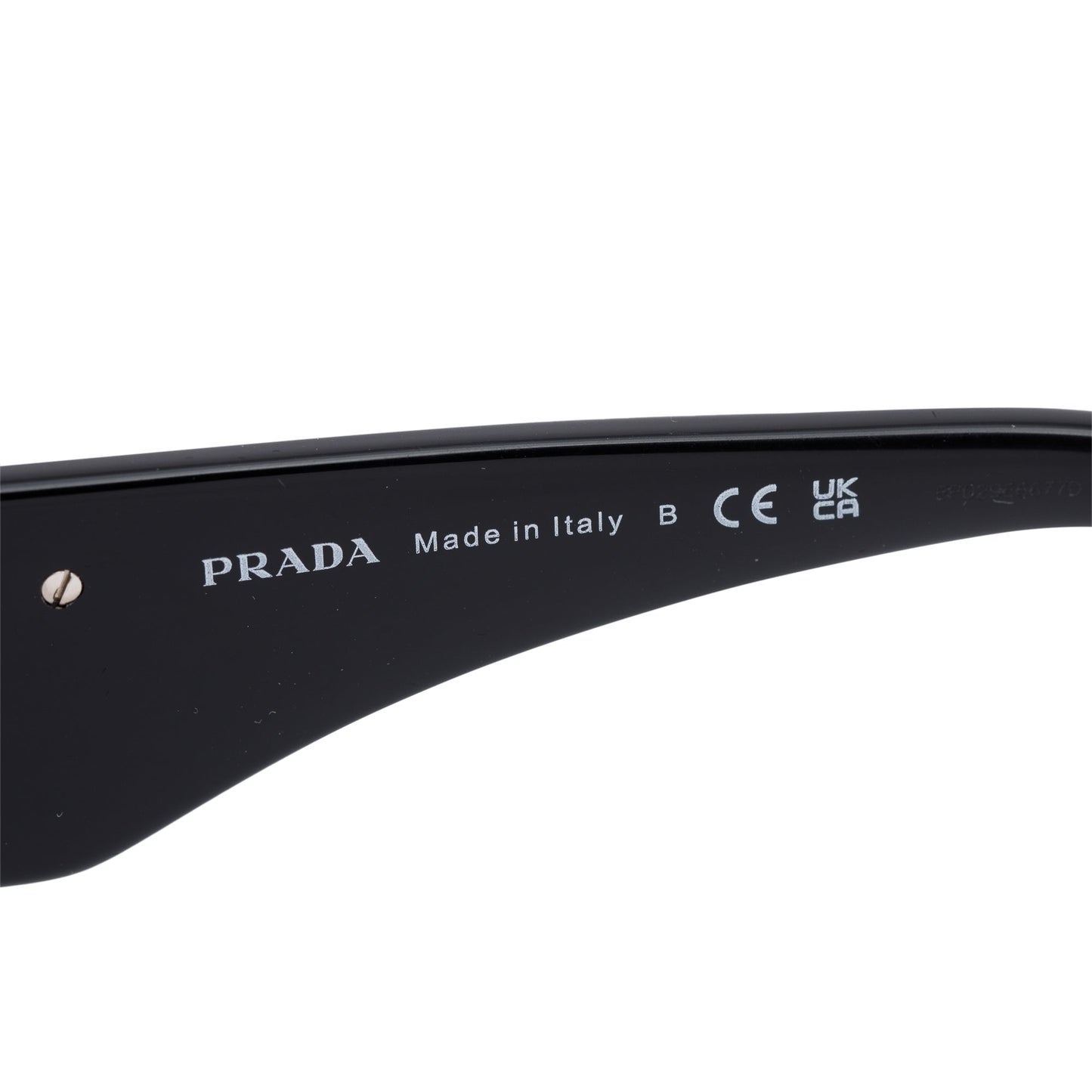 Prada SPR 13Z Black Acetate Symbole Rectangular Cat-Eye Sunglasses