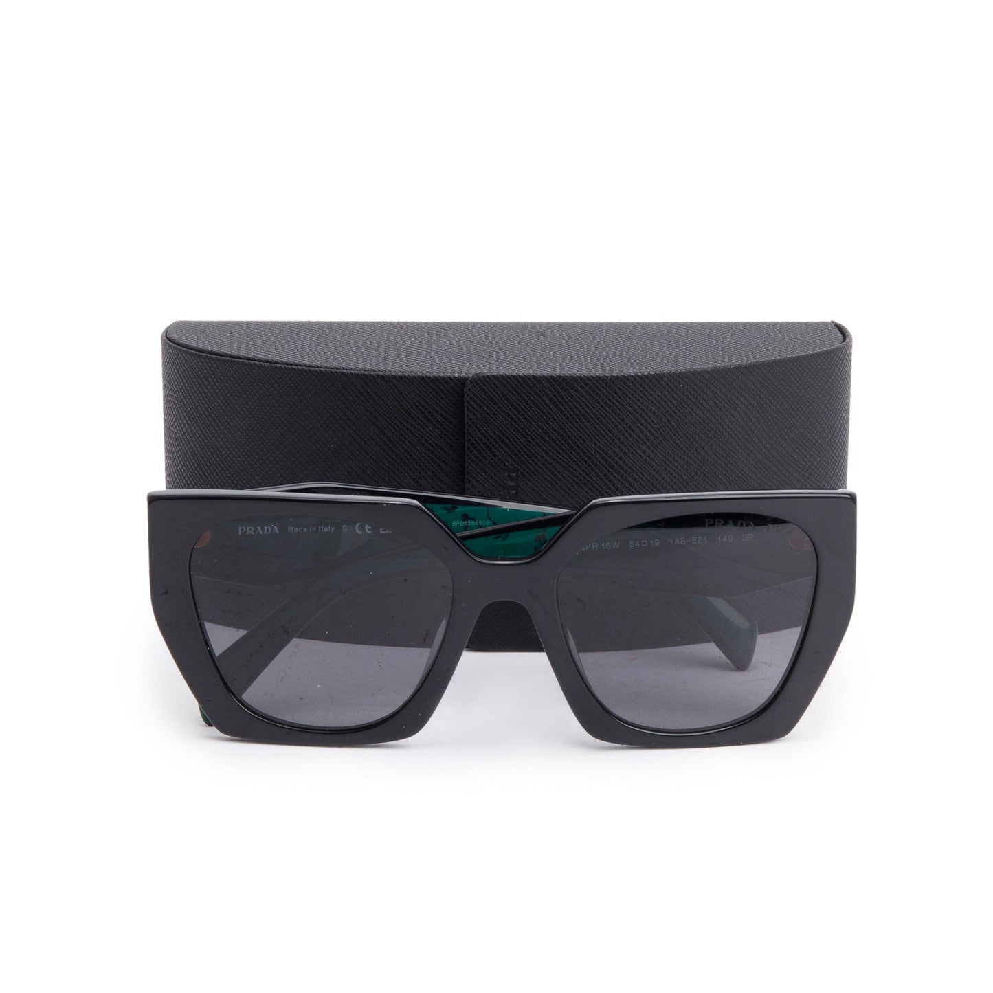 Prada SPR 15W Black/Green Acetate Prada Logo Sunglasses