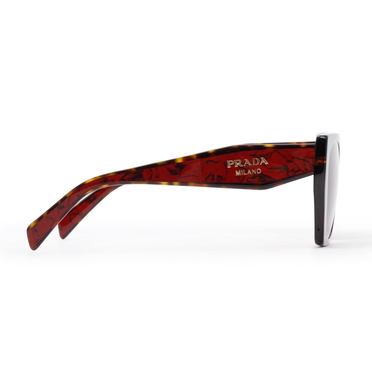 Prada SPR 15W Brown & Red Acetate Cat-Eye Sunglasses