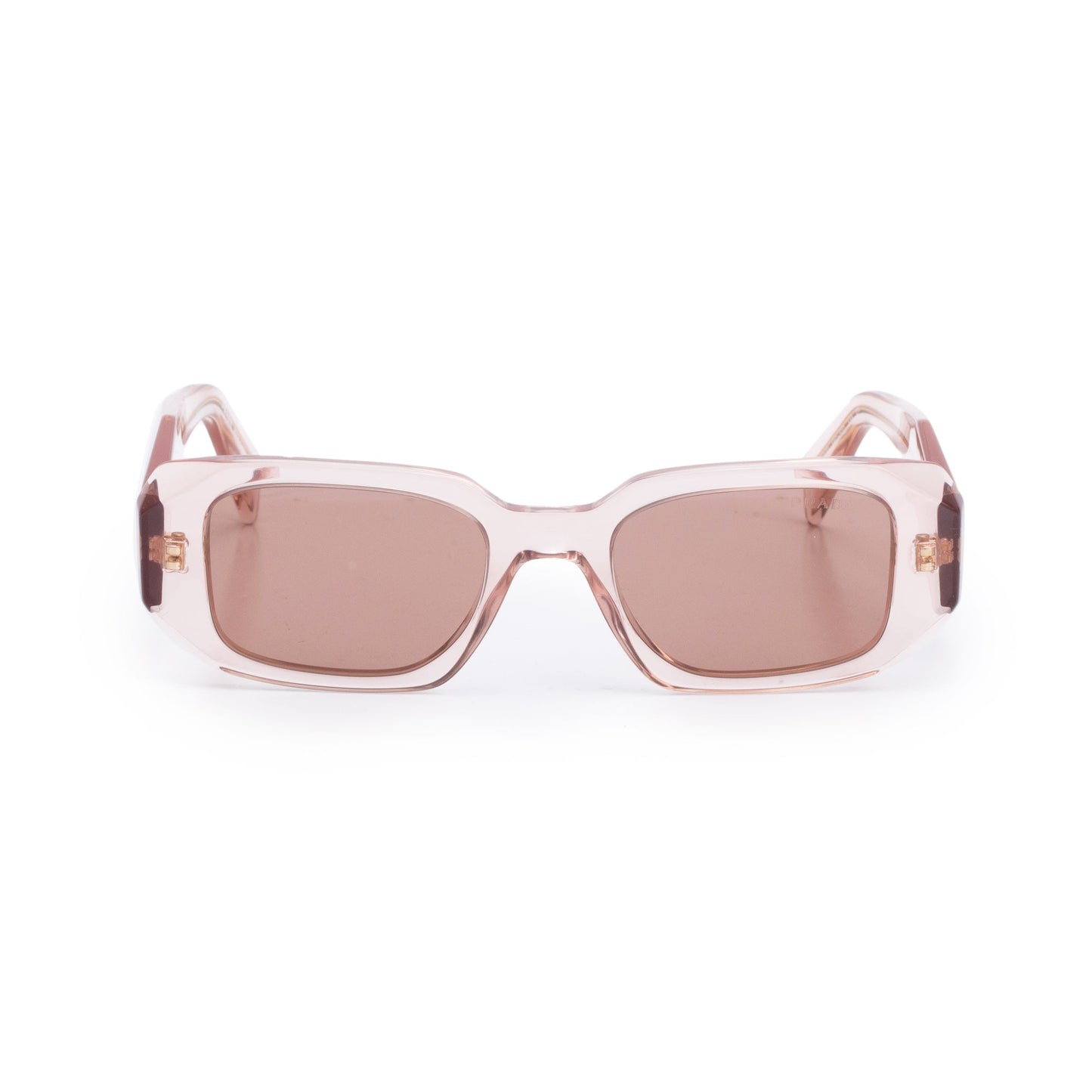 Prada SPR 17W Pink Acetate Symbole Rectangular Sunglasses