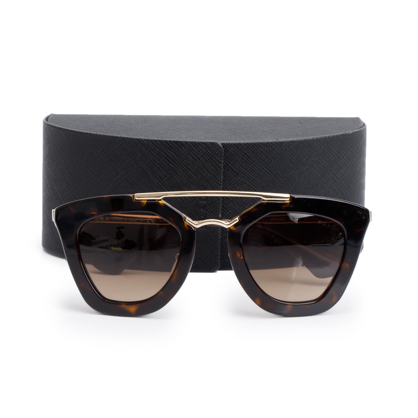 Prada SPR09Q Havana Acetate Cinema Cat-Eye Sunglasses
