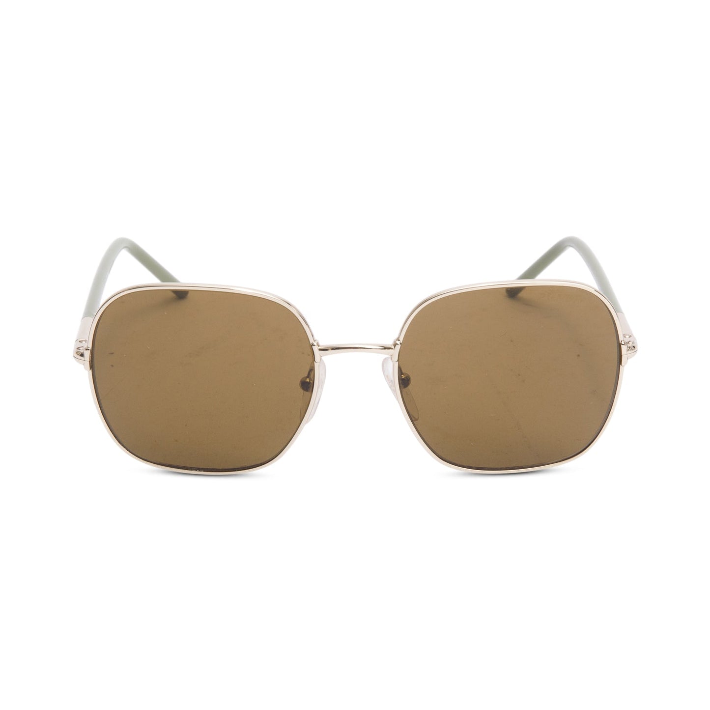 Prada SPR67X Gold-Tone Metal Green Acetate Square Sunglasses