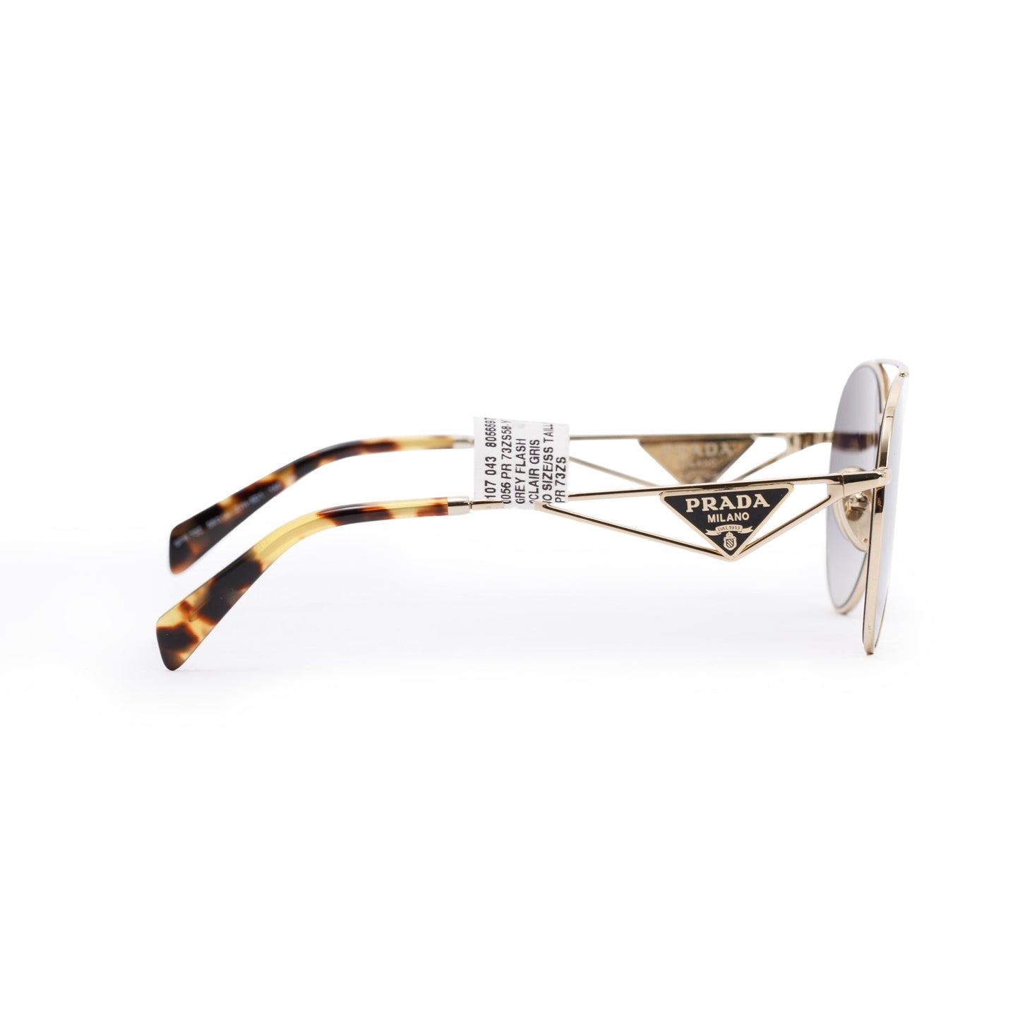 Prada SPR73Z Gold-Tone Metal Triangle Logo Aviator Sunglasses
