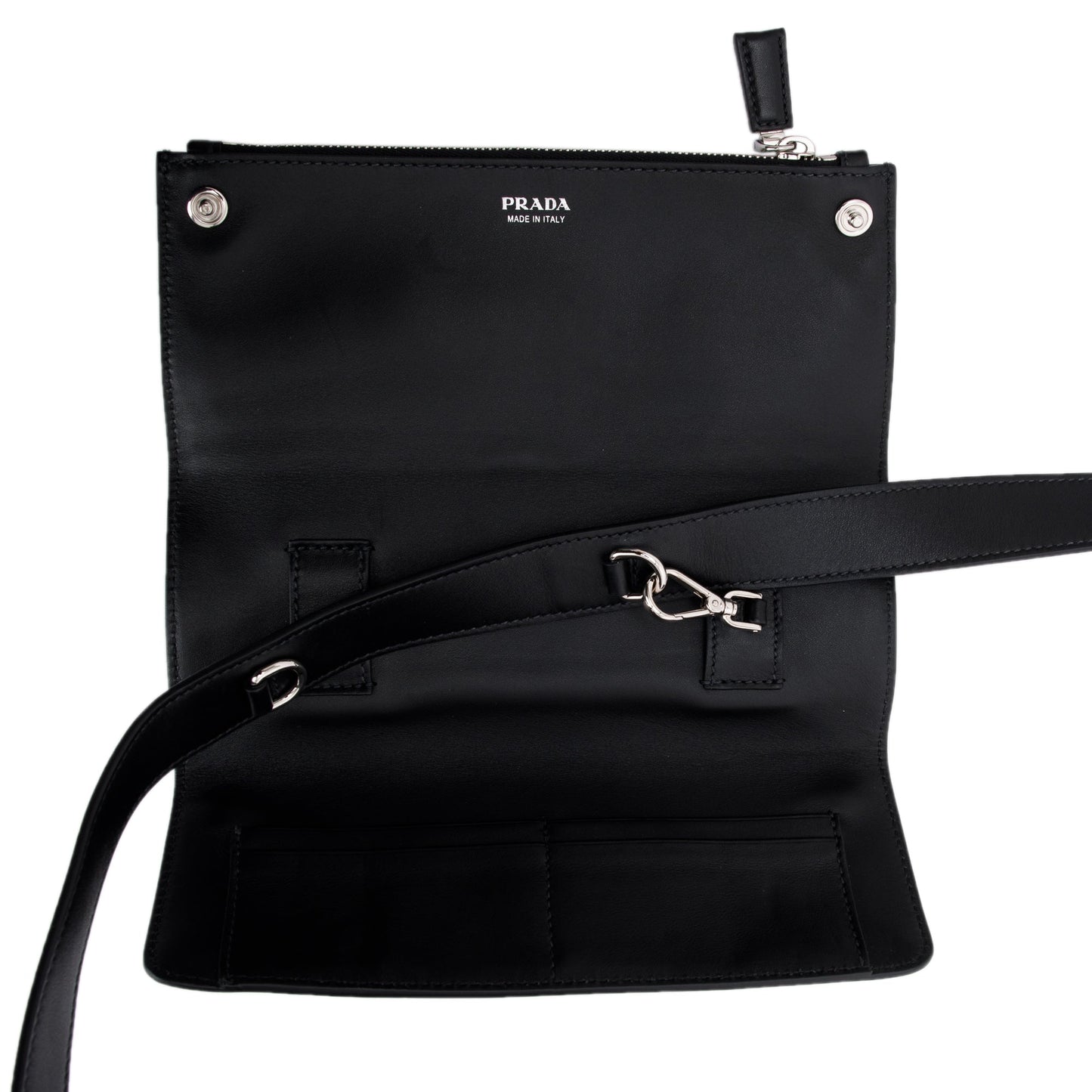Prada Saffiano City Calf Triangle Double Messenger Bag