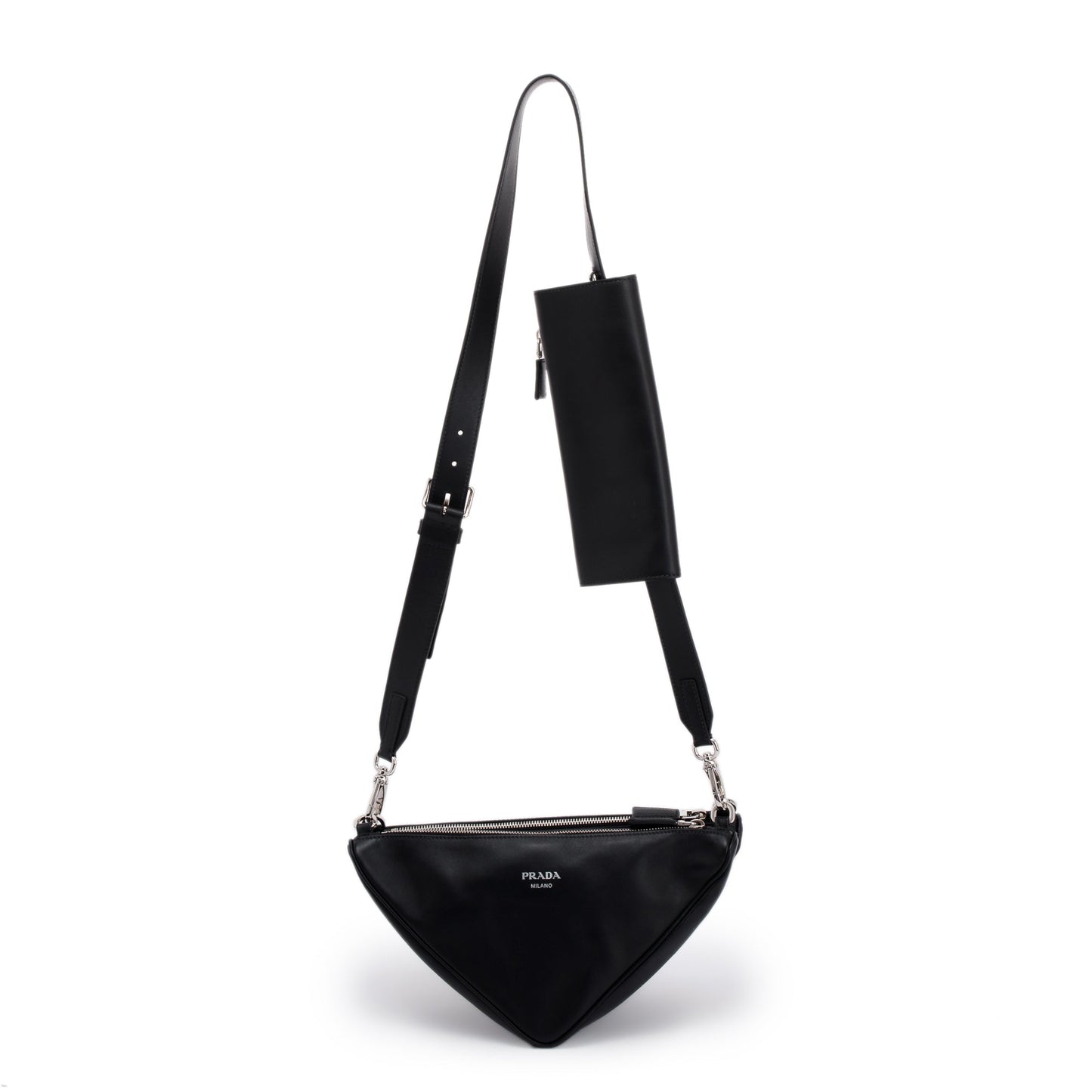 Prada Saffiano City Calf Triangle Double Messenger Bag
