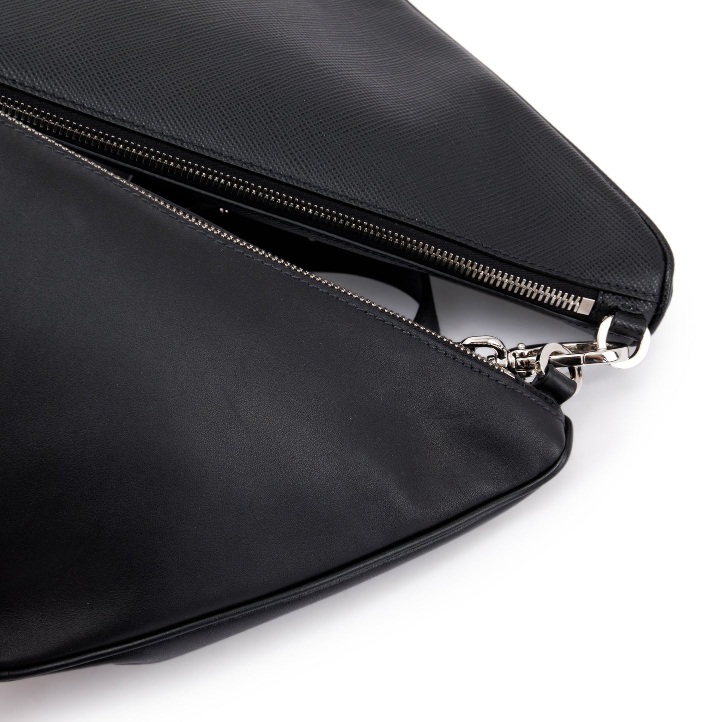 Prada Saffiano City Calf Triangle Double Messenger Bag