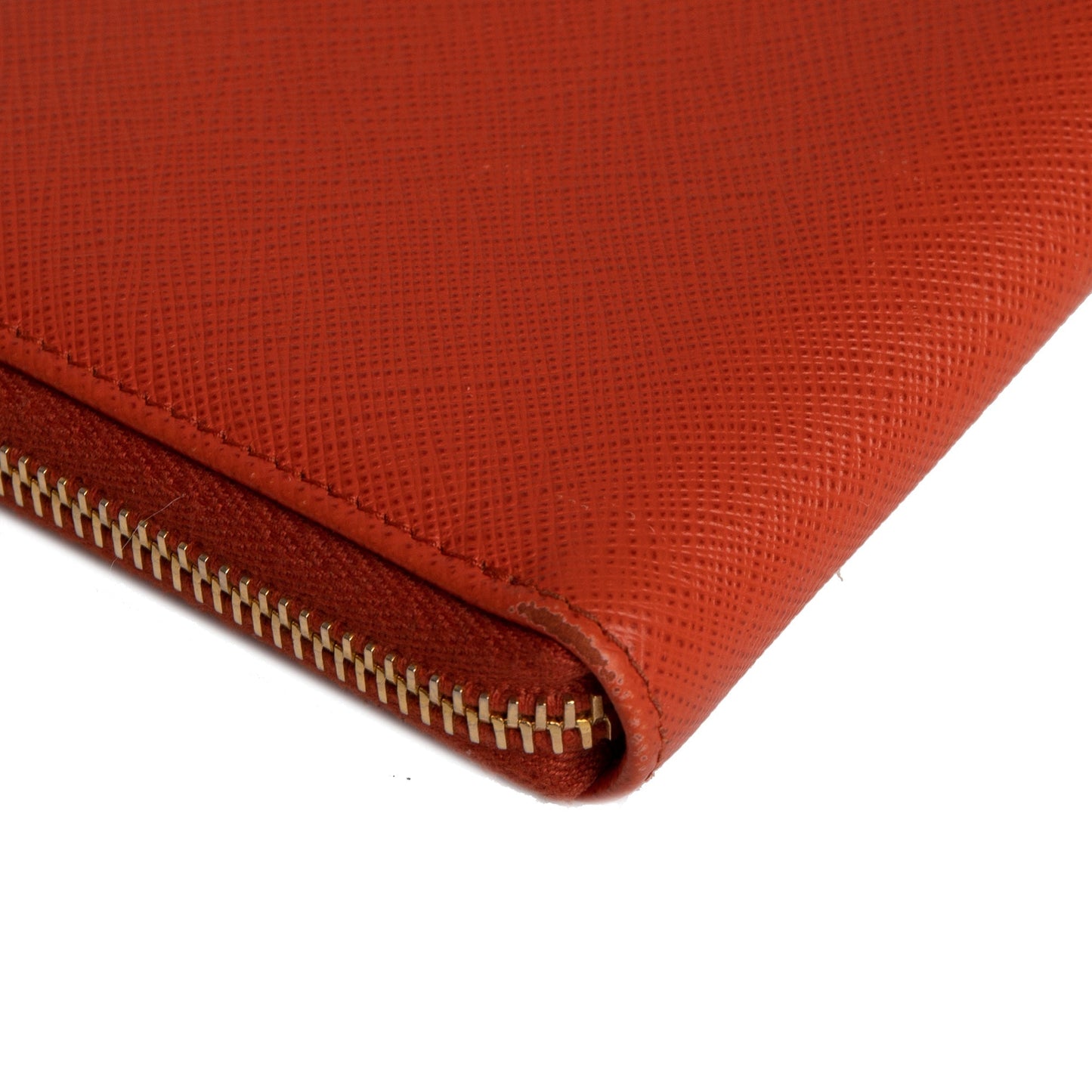 Prada Saffiano Lux Leather Half Zip Continental Wallet