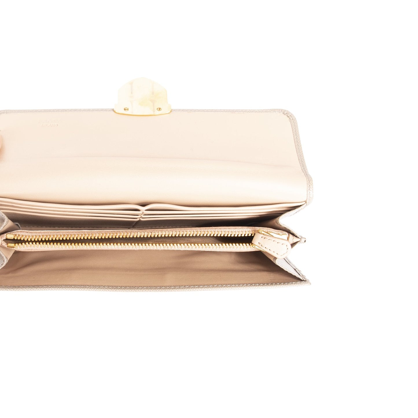 Prada Saffiano Push Lock Wallet