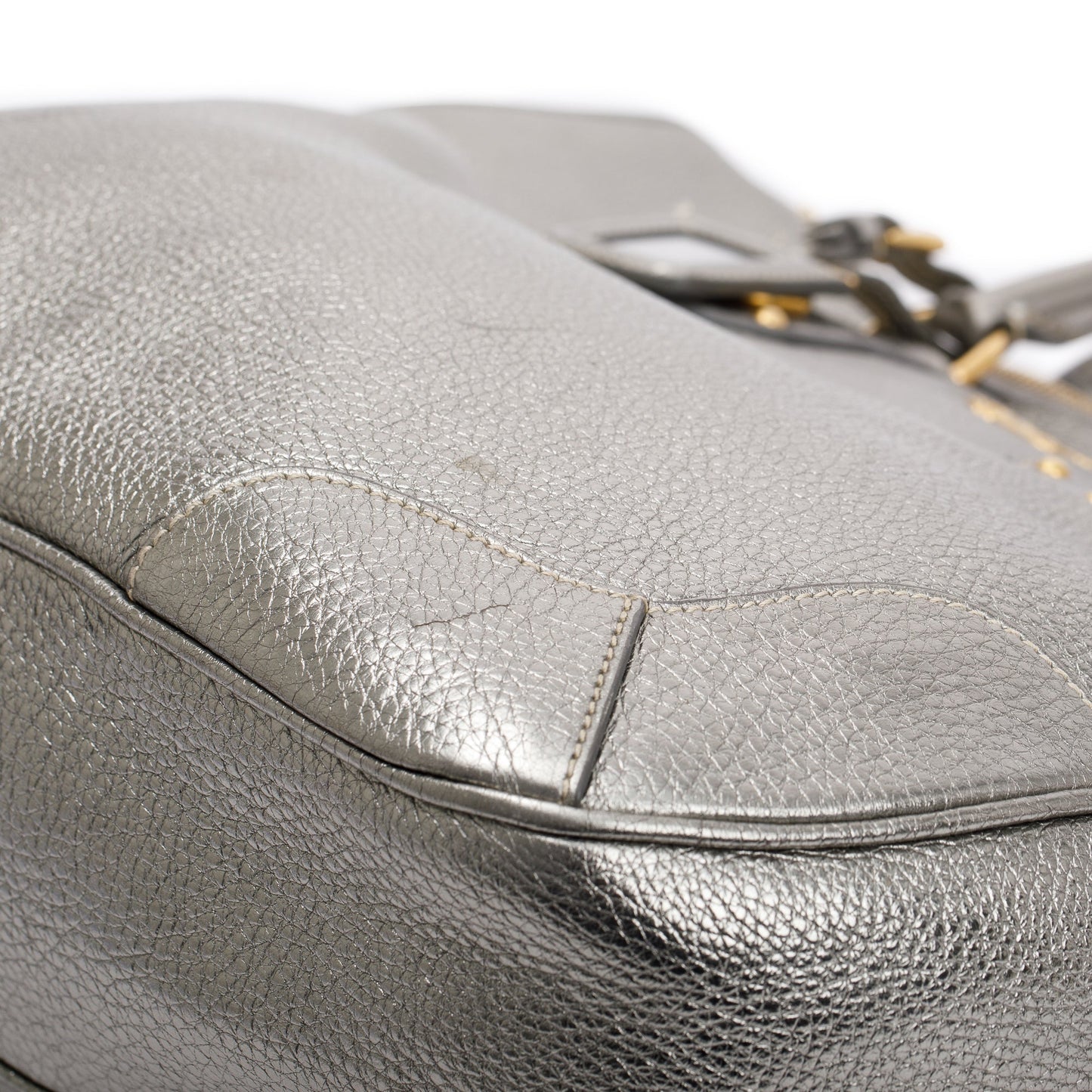 Prada Silver Vitello Daino Leather Tote