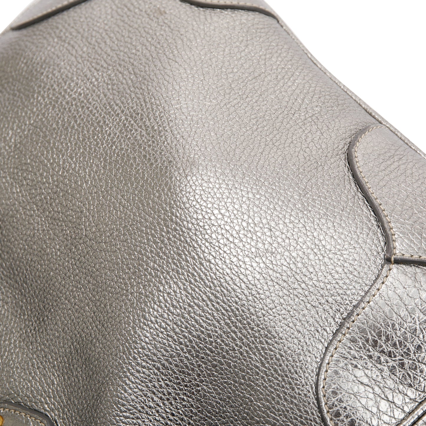 Prada Silver Vitello Daino Leather Tote