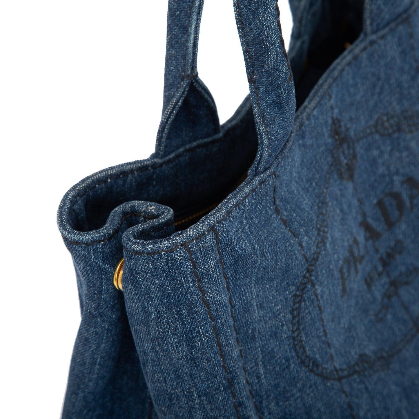 Prada Small Denim Canapa Logo Tote