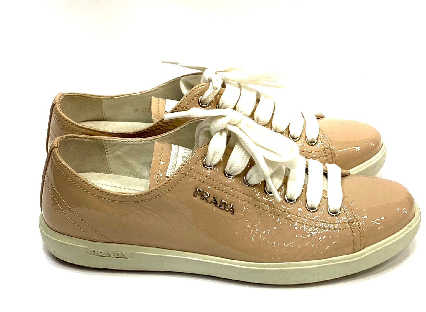 PRADA SPORT BEIGE PATENT LEATHER SNEAKERS