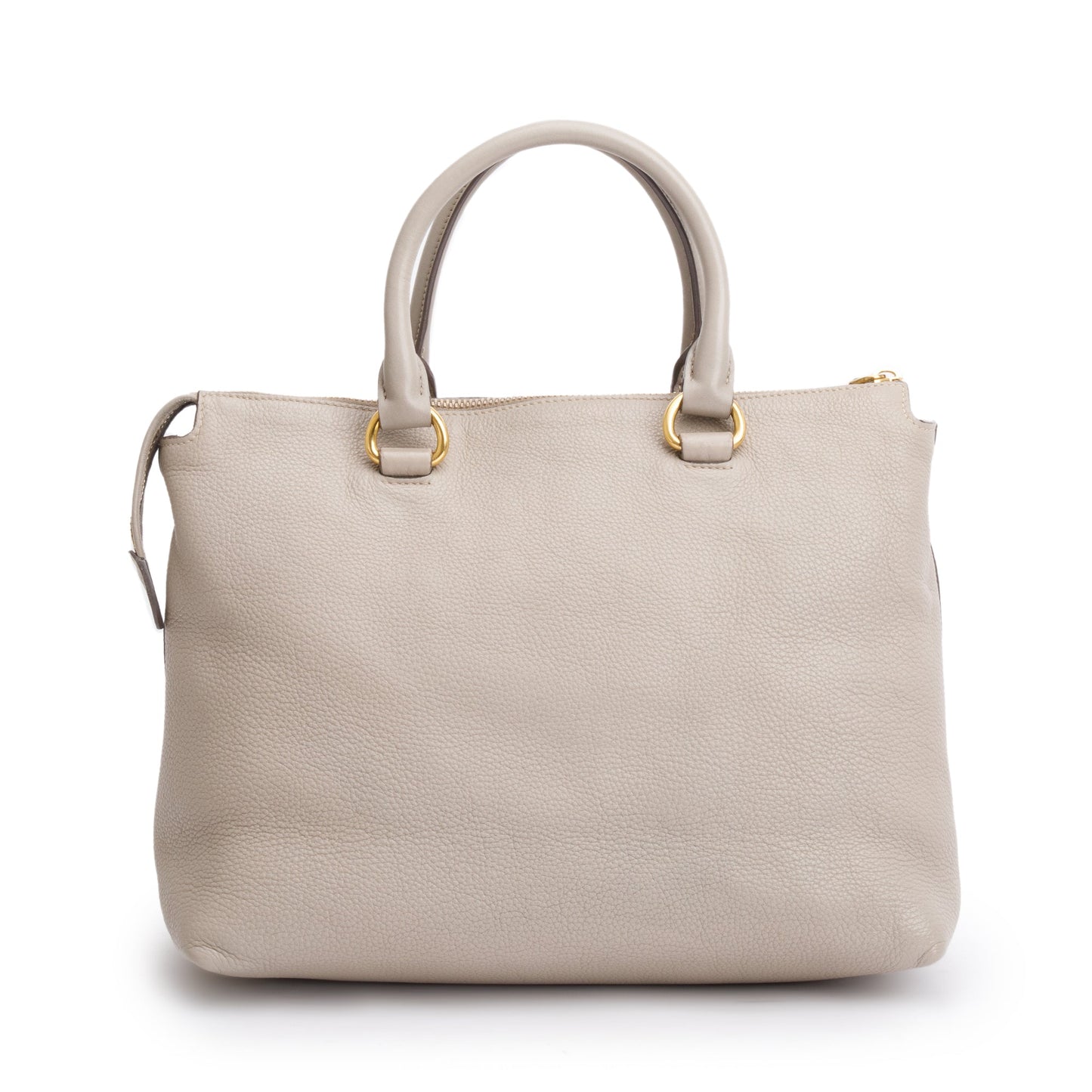 Prada Taupe Vitello Daino Leather Pocket Zip Tote