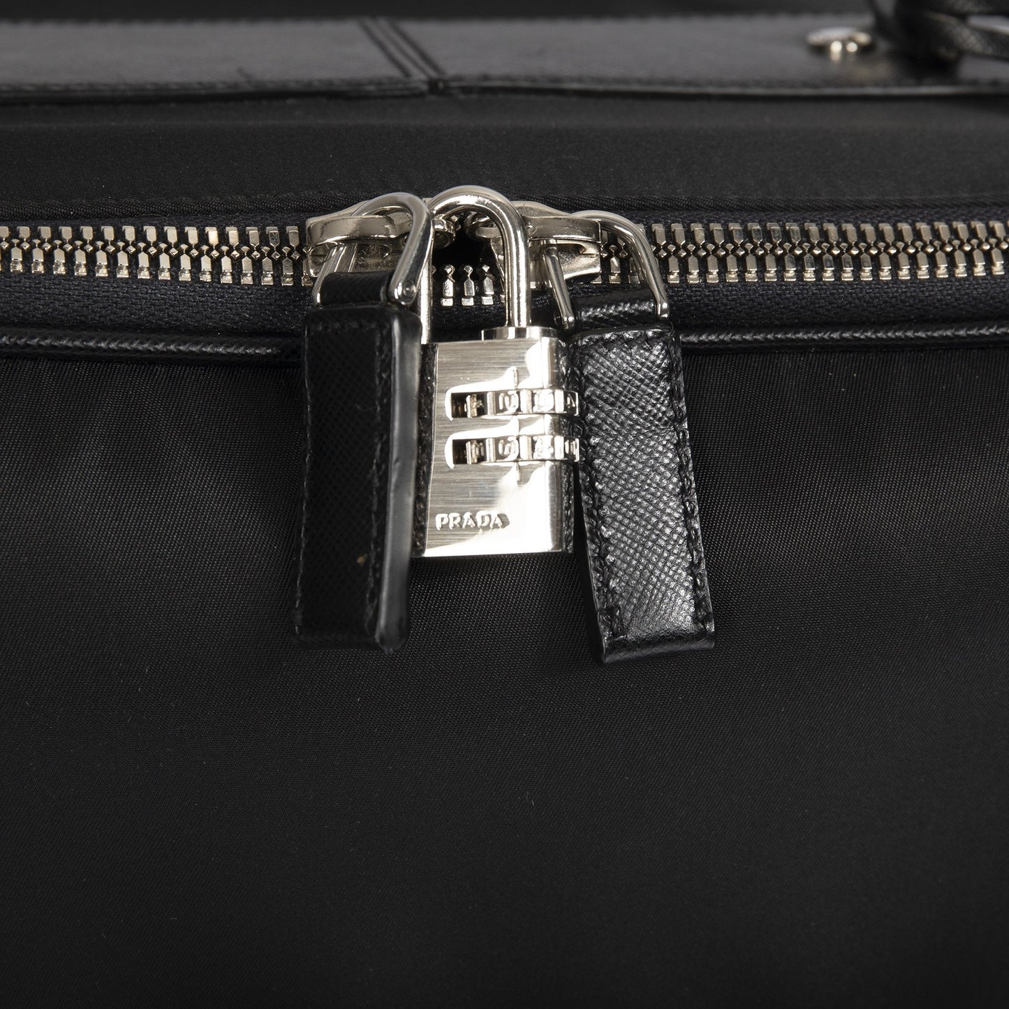 Prada Tessuto Saffiano-Trimmed Trolley Rolling Luggage
