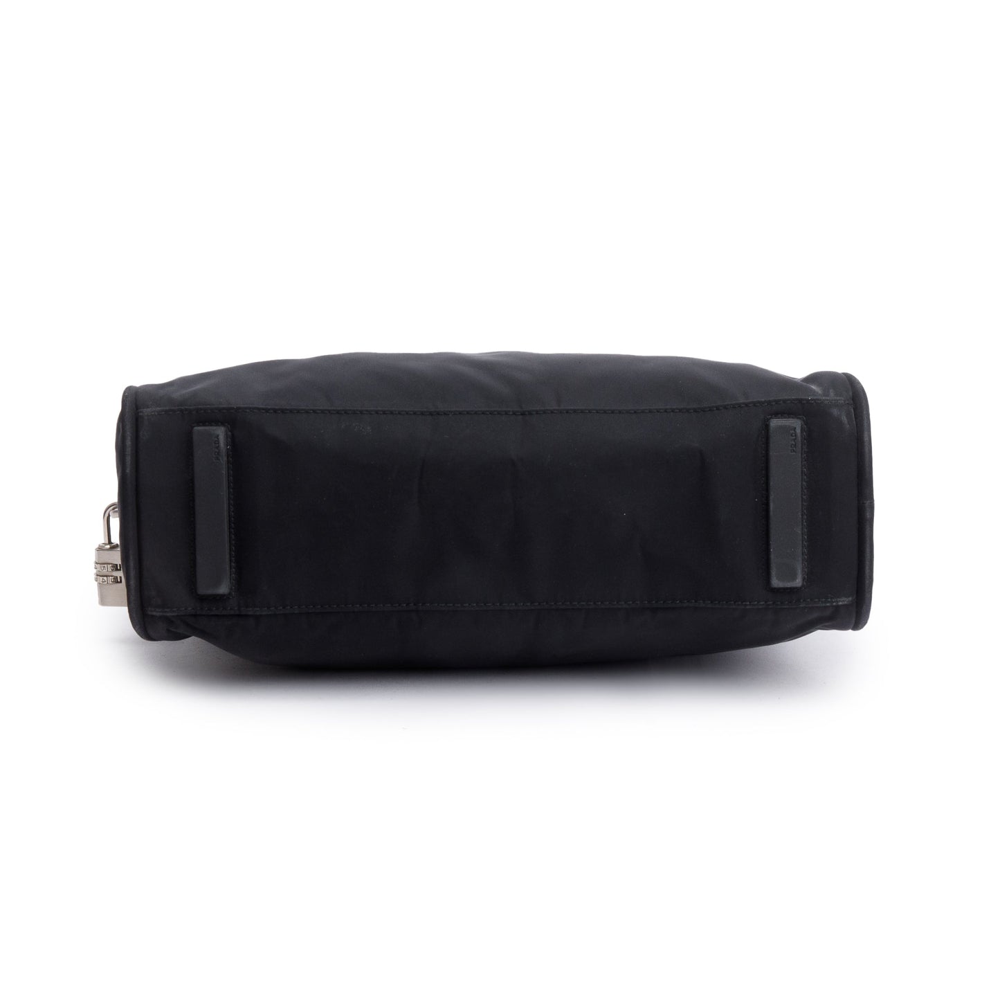 Prada Vintage Black Leather-Trimmed Tessuto Nylon Shoulder Bag