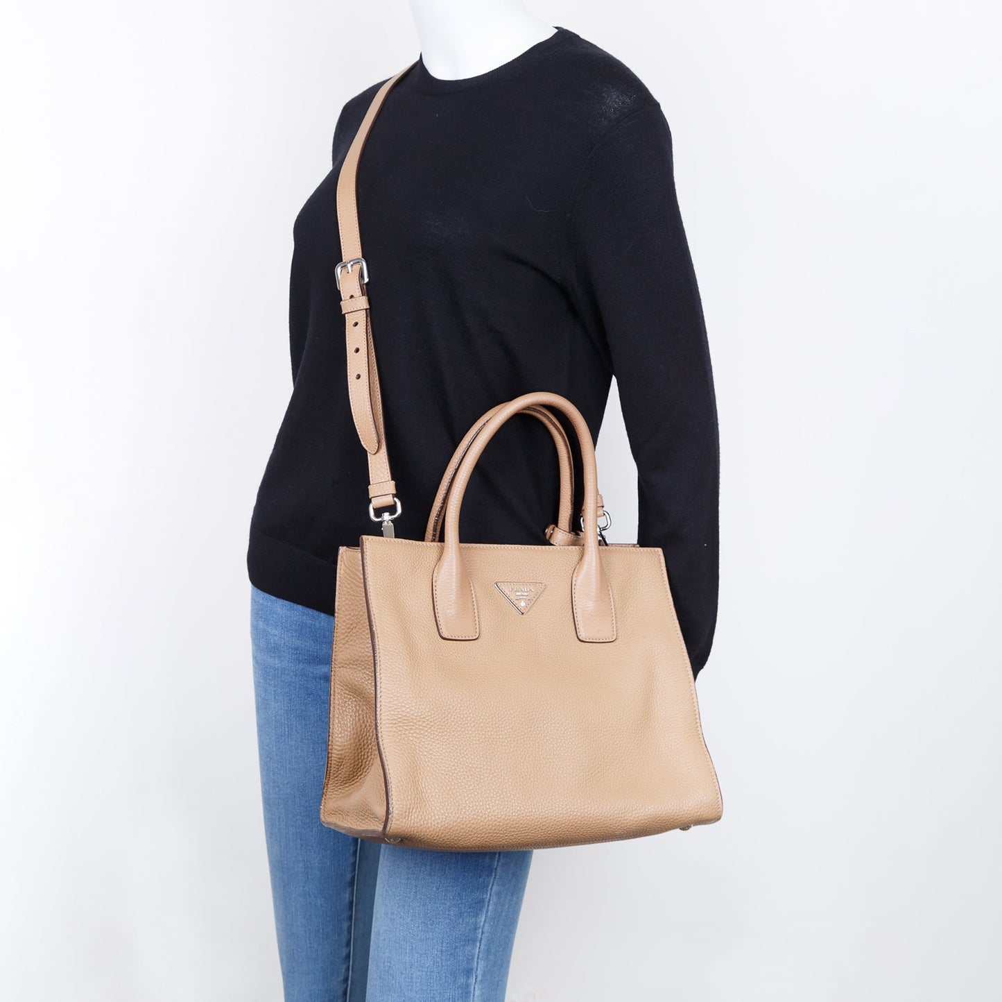 Prada Vitello Daino Convertible Tote