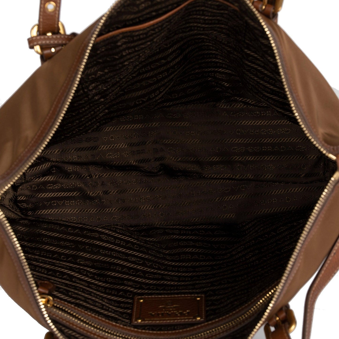Prada Vitello Daino-Trimmed Tessuto Nylon Tote