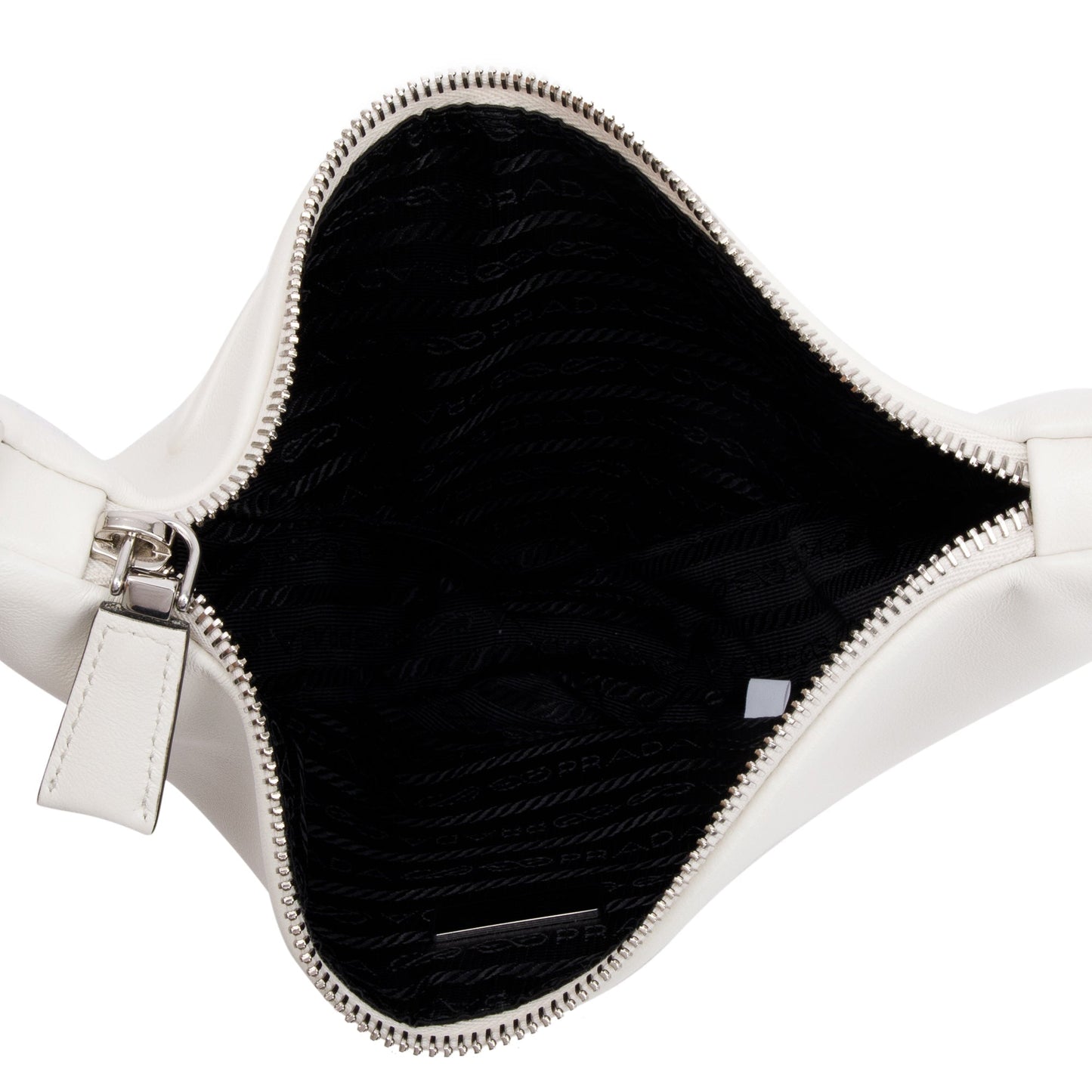 Prada White Grace Lux Leather Triangle  Wristlet Clutch