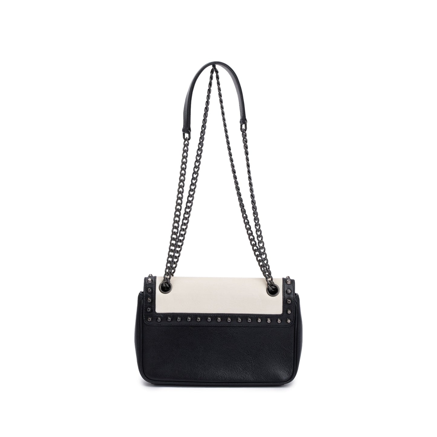 Prada White Leather Glace Studded Crossbody Bag