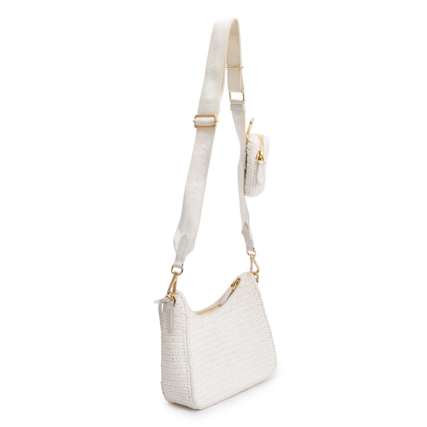 Prada White Re-Edition 2005 Crochet Shoulder Bag