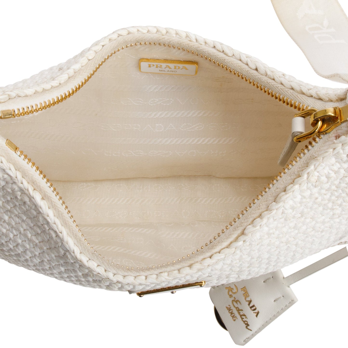 Prada White Re-Edition 2005 Crochet Shoulder Bag